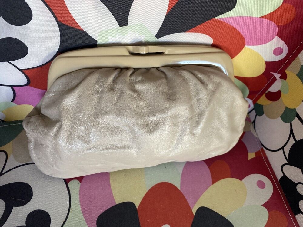 Vintage Italy Leather Clutch Purse/ 1960s - 70s Purse Retro Evening Bag Handbag